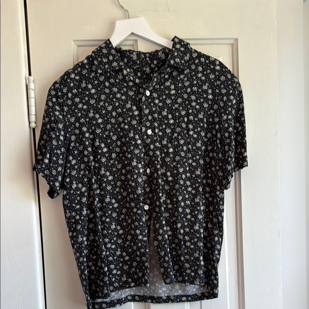 Rag & Bone Black and White Floral Casual Shirt